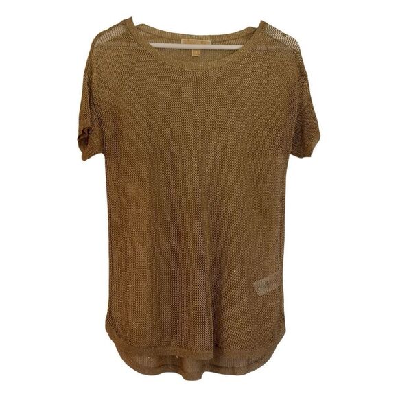 Michael Michael Kors gold mesh short sleeve top small - Picture 1 of 8